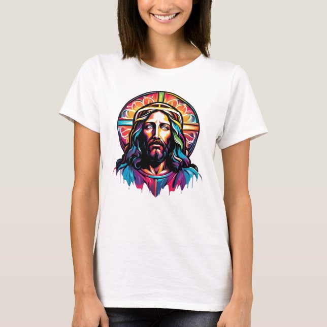 Jesus Christus Ostern Weihnachten Abstrakt T-Shirt (Vorderseite)