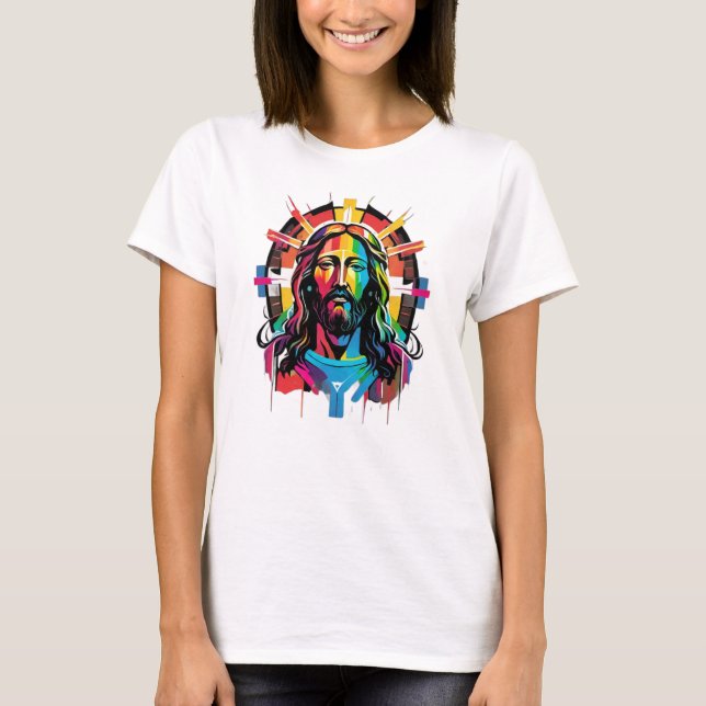 Jesus Christus Ostern Weihnachten Abstrakt T-Shirt (Vorderseite)