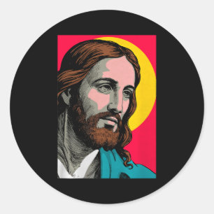 Jesus Christus Pop Art religiöser Ostern & Christu Runder Aufkleber