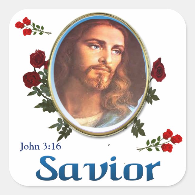 Jesus Christus Quadratischer Aufkleber (Vorderseite)