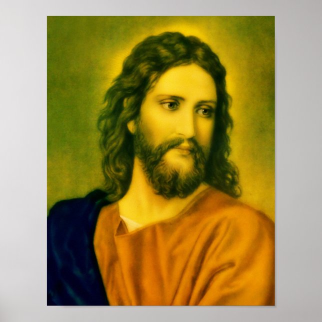 Jesus Christus reagiert auf das reichhaltige Mensc Poster (Vorne)