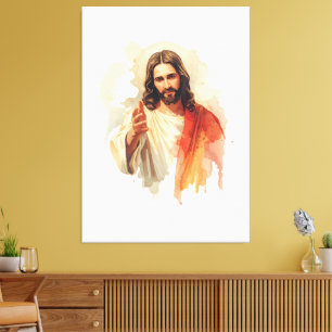 Jesus Christus reicht Hände Aquarellmalerei Leinwanddruck