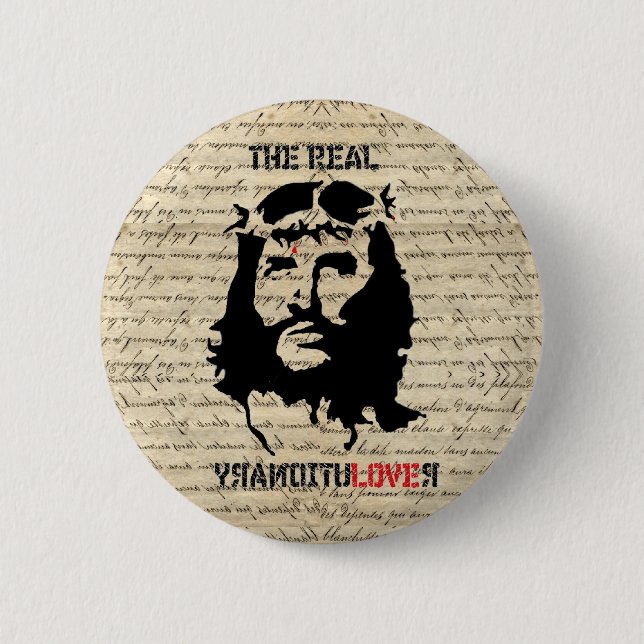 Jesus Christus Revolutionär Button (Vorderseite)