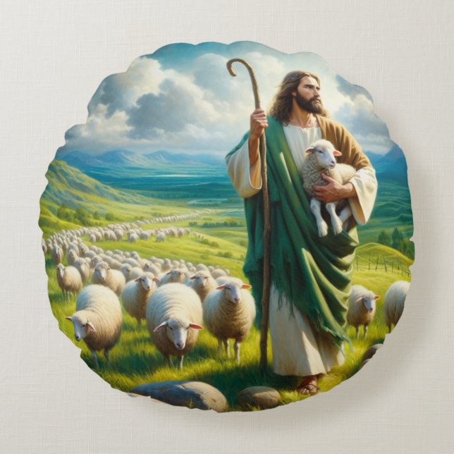 Jesus Christus Rundes Kissen (Vorderseite)