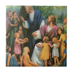 Jesus Christus segnet Kinder, Vintage-Religion Fliese