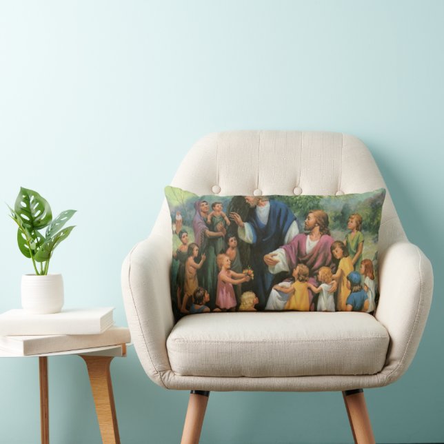 Jesus Christus segnet Kinder, Vintage Religion Lendenkissen (Stuhl )