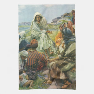 Jesus Christus Sermon auf dem Berg, Vintage Religi Geschirrtuch