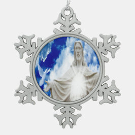 Jesus Christus Sohn Gottes hat Barmherzigkeit Schneeflocken Zinn-Ornament