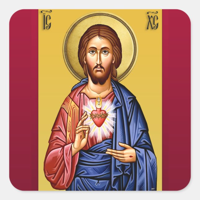 Jesus Christus Sohn Gottes neu Quadratischer Aufkleber (Vorderseite)