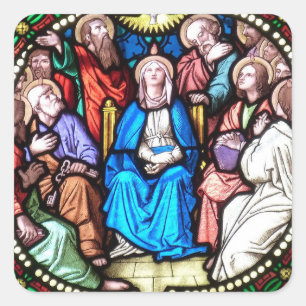 Jesus Christus-Tauben-Buntglas-Aufkleber Quadratischer Aufkleber