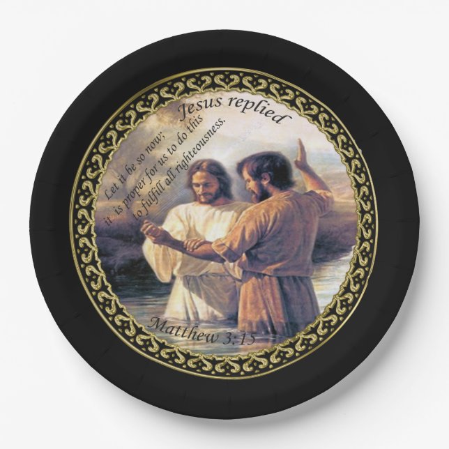 Jesus Christus Taufe Bild eins Pappteller (Vorderseite)