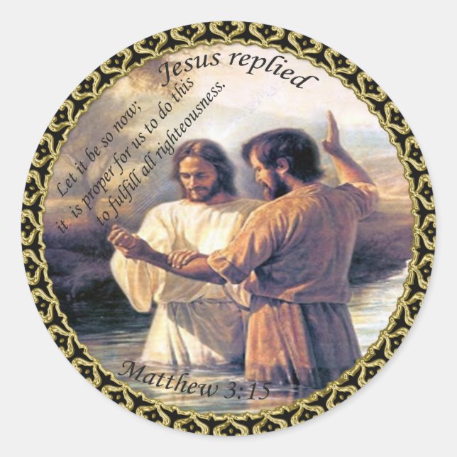 Jesus Christus Taufe Bild eins Runder Aufkleber (Vorderseite)