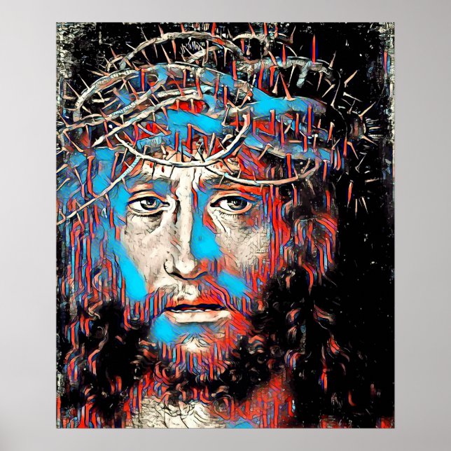 Jesus Christus trägt Abstrakte Kronenmalerei Poster (Vorne)