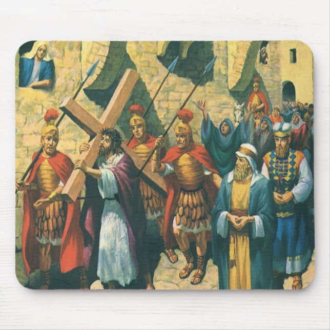 Jesus Christus trägt das Kreuz zu seiner Kreuzigun Mousepad (Vorne)