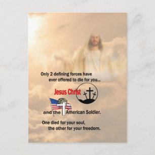 Jesus Christus und der amerikanische Soldat Postkarte