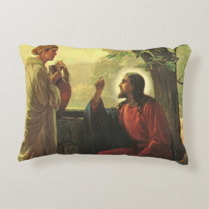 Jesus Christus und der barmherzige Samariter am Br Dekokissen
