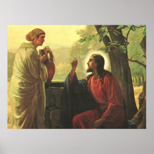 Jesus Christus und der barmherzige Samariter am Br Poster