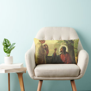 Jesus Christus und der gute Samariter am Brunnen Lendenkissen