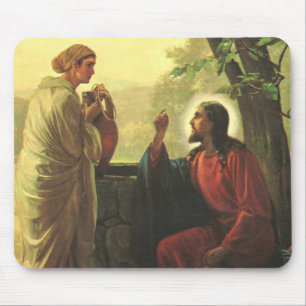 Jesus Christus und der gute Samariter am Brunnen Mousepad