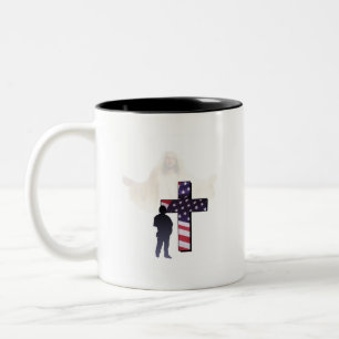 Jesus Christus und die amerikanischer Soldat-2. Zweifarbige Tasse