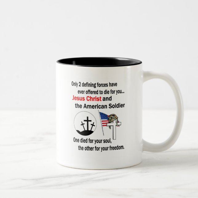 Jesus Christus und die amerikanischer Soldat-2. Zweifarbige Tasse (Rechts)