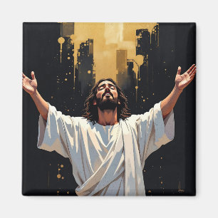Jesus Christus unser Erlöser Schwarz und Gold Magnet
