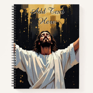 Jesus Christus unser Erlöser   Schwarz und Gold Notizbuch
