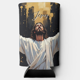 Jesus Christus unser Erlöser   Schwarz und Gold Selters Dosenkühler