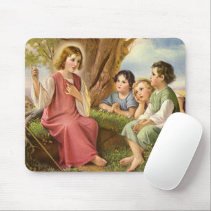 Jesus Christus unterrichtet Kinder, Vintage-Religi Mousepad