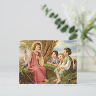Jesus Christus unterrichtet Kinder, Vintage-Religi Postkarte