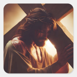 Jesus Christus wählte Cross Religious Quadratischer Aufkleber