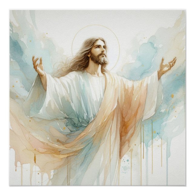 Jesus Christus Wasserfarbenkunst Poster (Vorderseite)