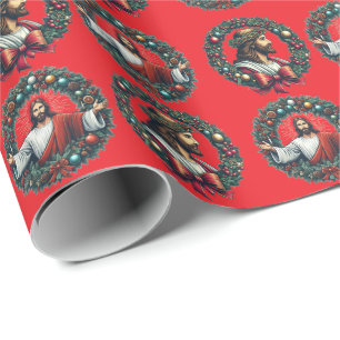Jesus-Christus-Weihnachtskranz Geschenkpapier