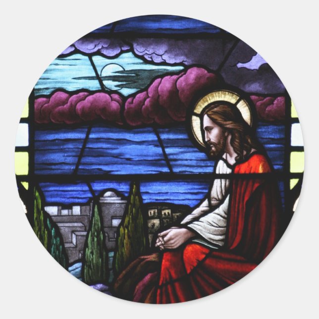 Jesus Christus weint über Jerusalem festes Glas Runder Aufkleber (Vorderseite)