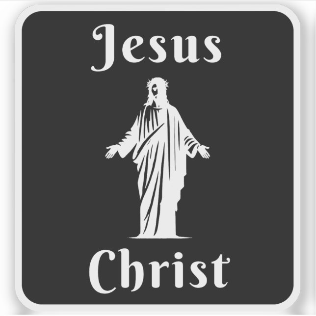 Jesus Christus (weiß auf schwarz) Aufkleber (Vorderseite)