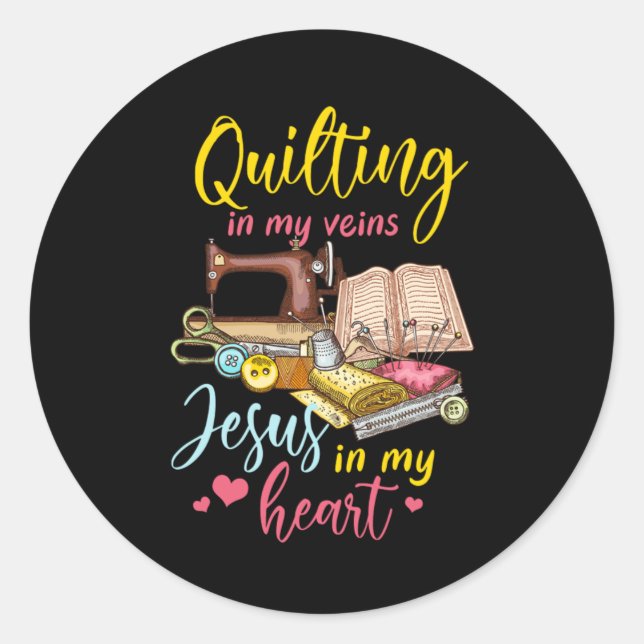 Jesus Christus zu beenden Religious Quilt Nähen Ma Runder Aufkleber (Vorderseite)