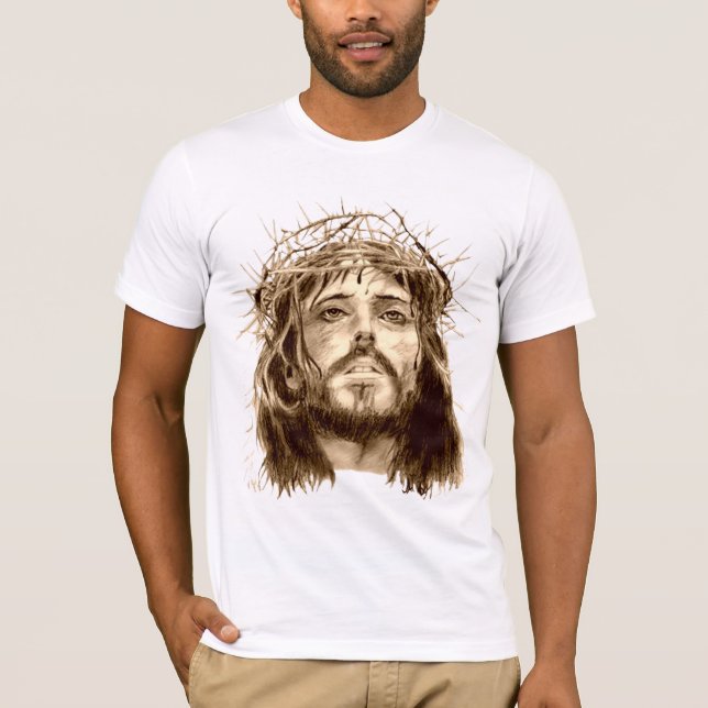Jesus ChristusDornenkrone Gebets-Händen T-Shirt (Vorderseite)