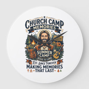 Jesus Church Camp VBS Nostalgie-Shirt Glaube basie Große Wanduhr