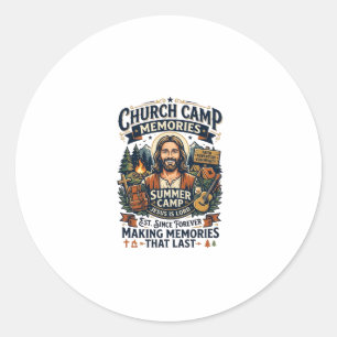 Jesus Church Camp VBS Nostalgie-Shirt Glaube basie Runder Aufkleber