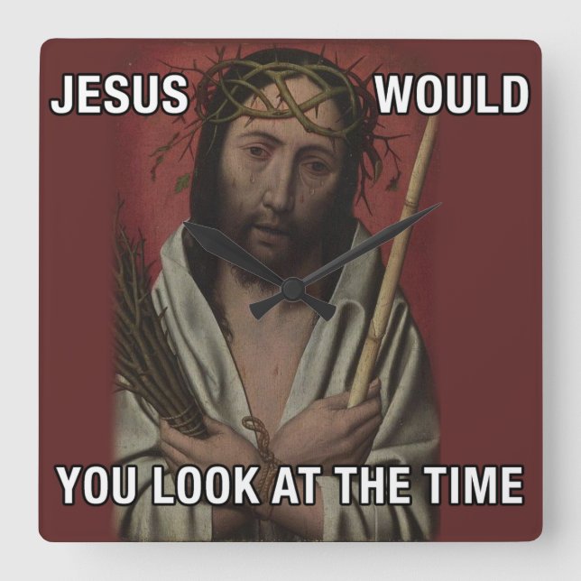 Jesus Clock Quadratische Wanduhr (Vorderseite)