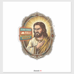 Jesus Cloud-Speicher voll Warnung Paywall Tech Hum Aufkleber