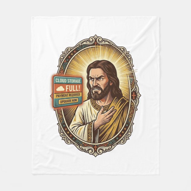 Jesus Cloud-Speicher voll Warnung Paywall Tech Hum Fleecedecke (Vorderseite)