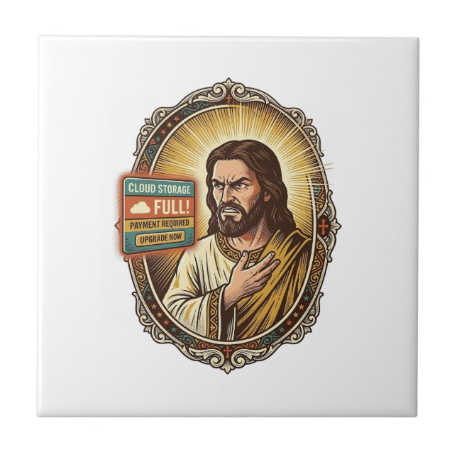 Jesus Cloud-Speicher voll Warnung Paywall Tech Hum Fliese (Vorderseite)