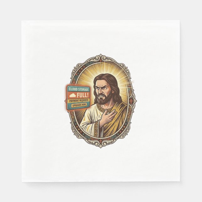 Jesus Cloud-Speicher voll Warnung Paywall Tech Hum Serviette (Vorderseite)