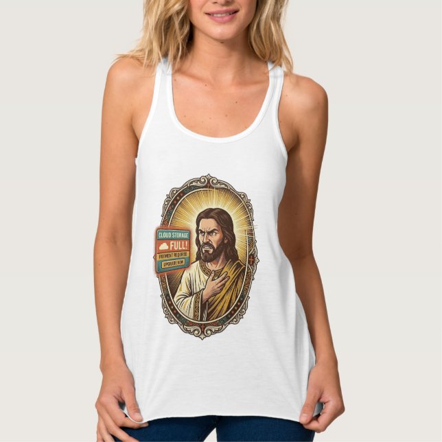Jesus Cloud-Speicher voll Warnung Paywall Tech Hum Tank Top (Vorderseite)