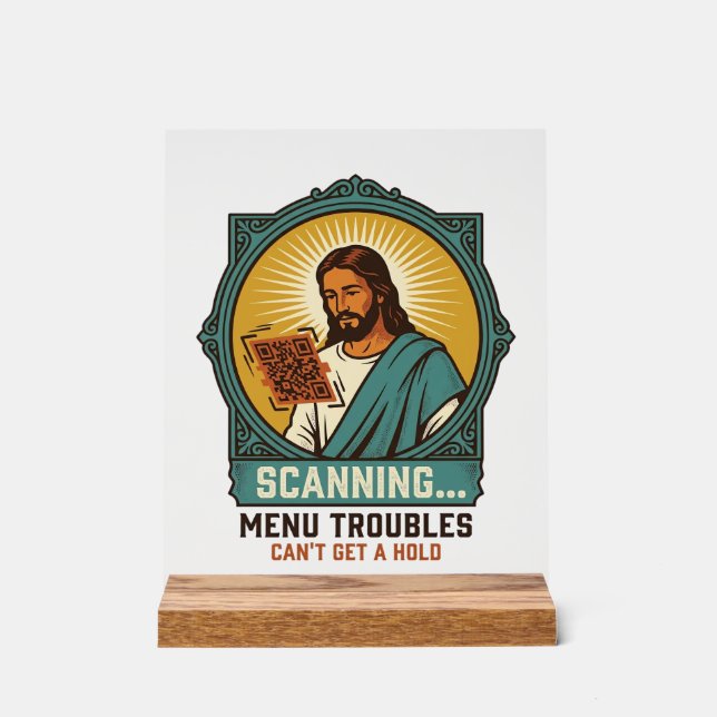 Jésus Code QR flou ne scannera pas Menu Humour Tec (Recto)