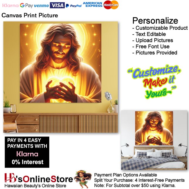 Jésus Coeur dans mes mains toile Imprimer l'image  (Jesus Heart in My Hands Light Canvas Print Picture 1.)