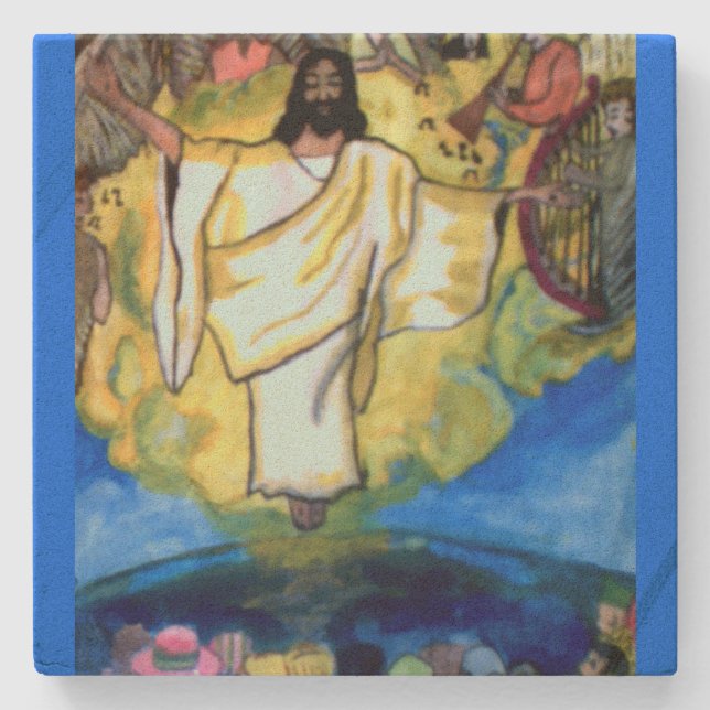 JESUS COMES BACK Stone Untersetzer (Vorderseite)