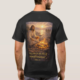 Jesus cooking fish at the shore T-Shirt