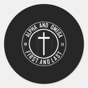 Jesus Cross Circle Funny Alpha und Omega - zuerst  Runder Aufkleber